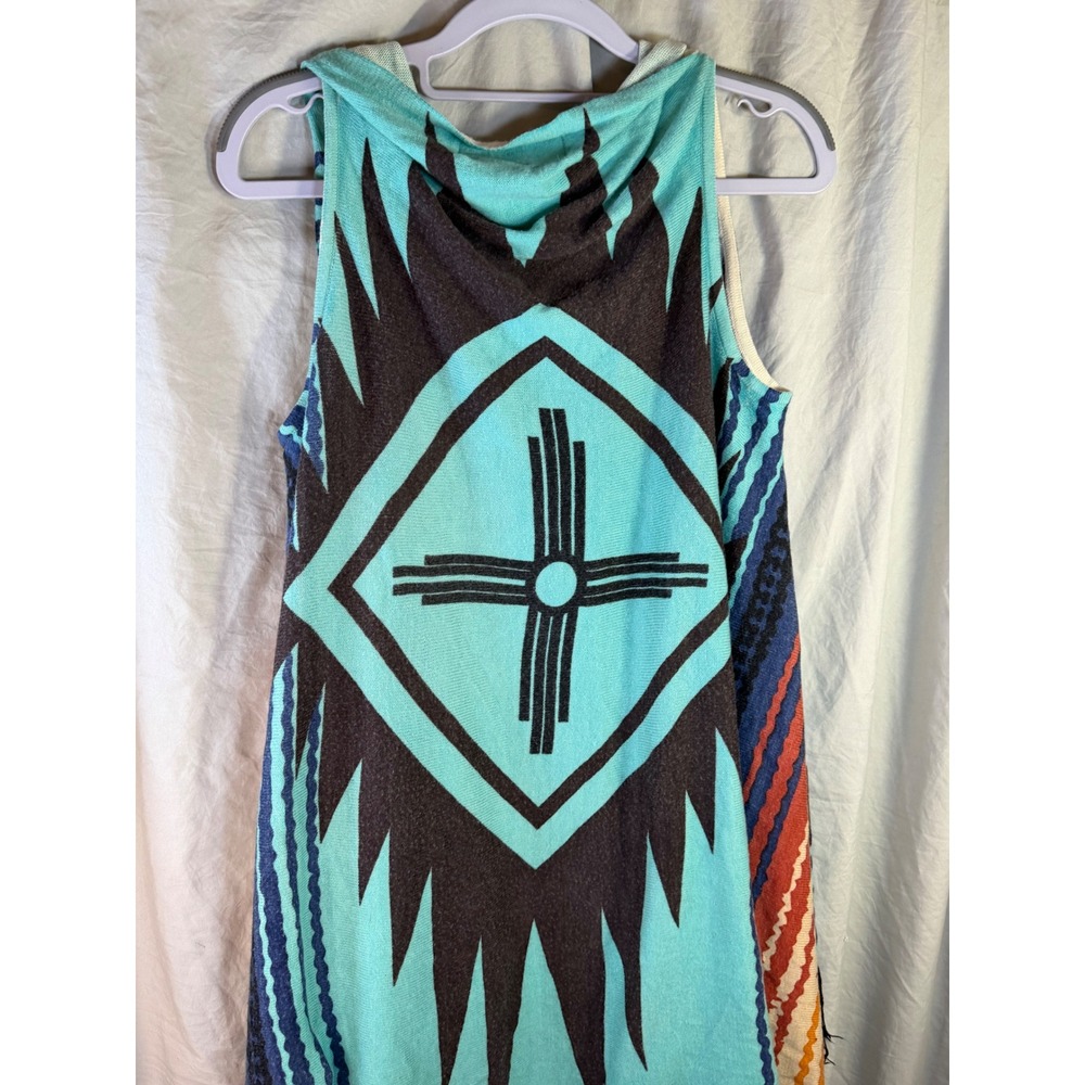 Crazy Train Womens Plus Southwestern Zia Sun Fringe Knit Open Front Vest Multi - Picture 6 of 6